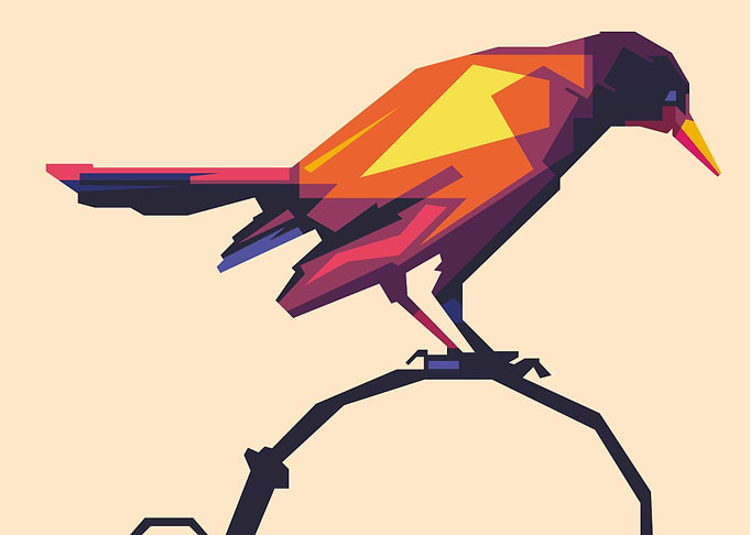 colorful crow WPAP POP ART