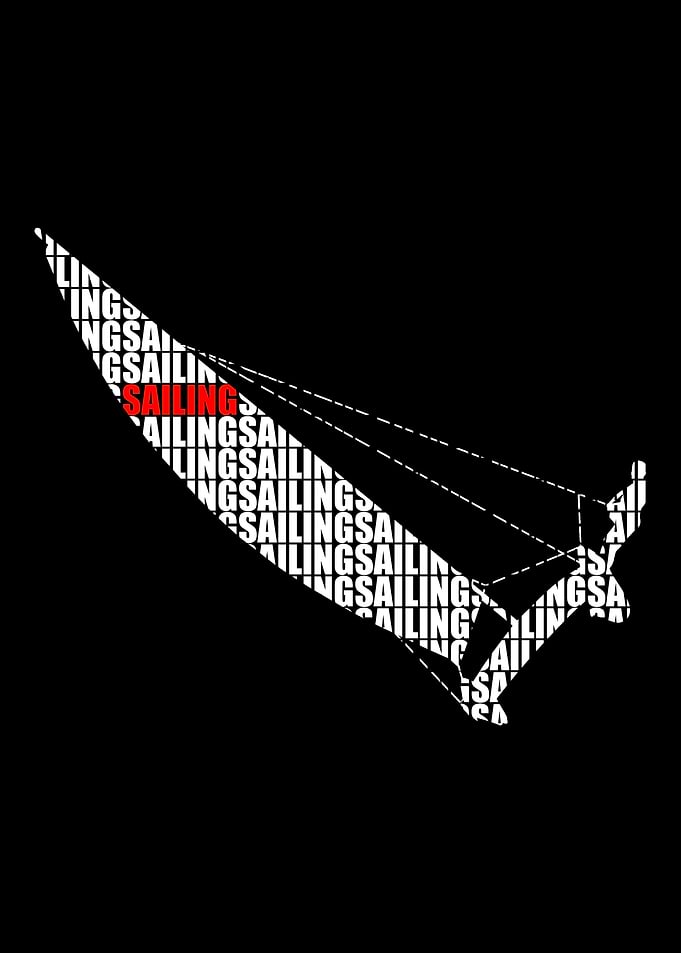 Catamaran with red Sailing