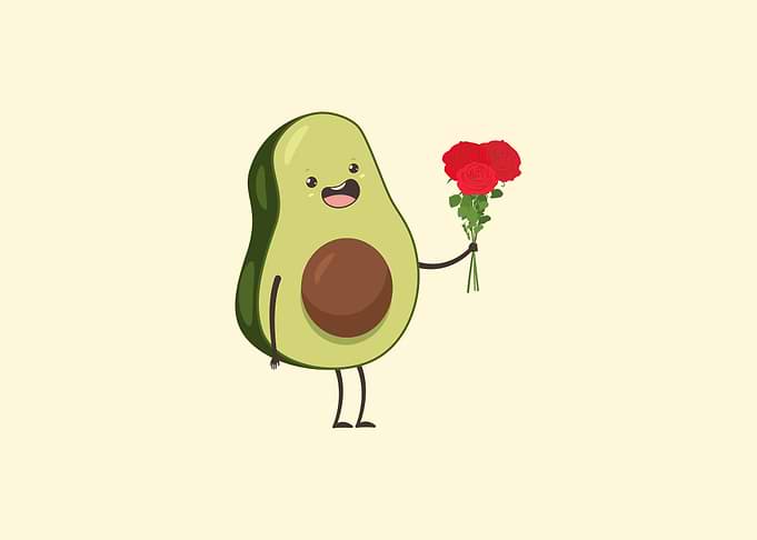 Cute Avocado with rose
