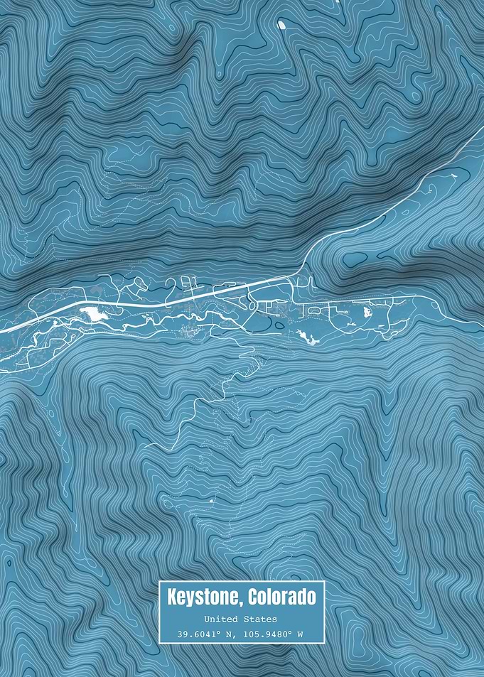 Keystone Colorado Map Blue