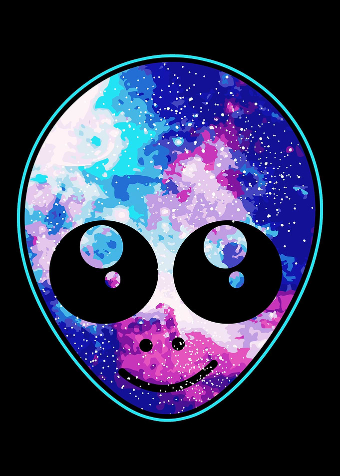 Galaxy Face And Alien Head