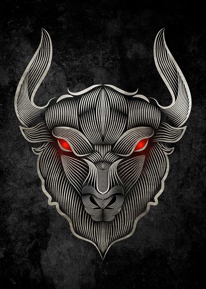 Buffalo Head Line Art