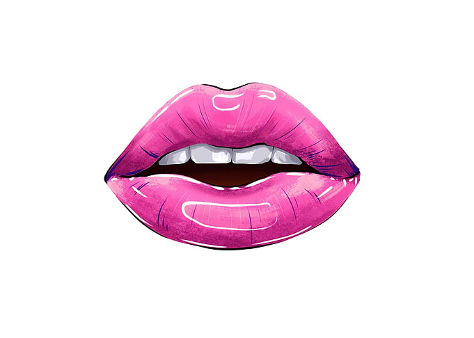 Lip gloss on fashion lips