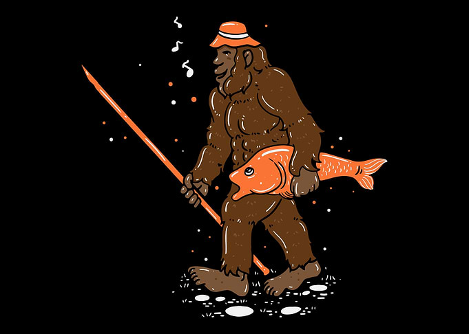 Bigfoot Carrying Fish For
