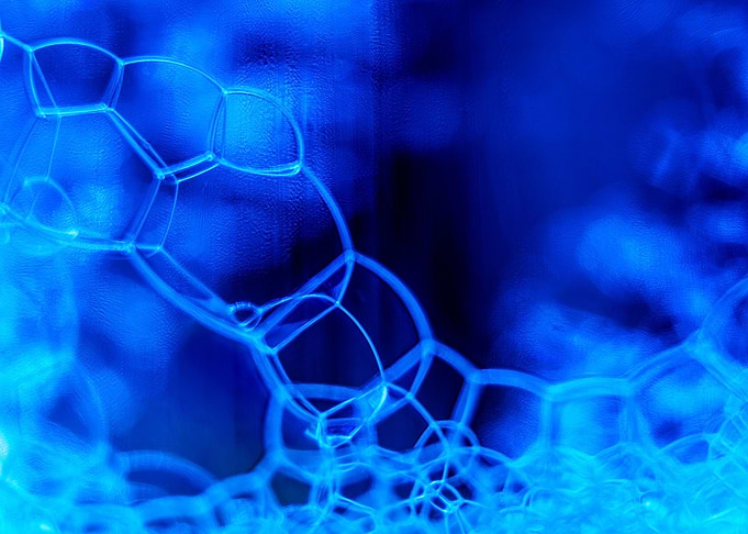 Blue macro foam bubble