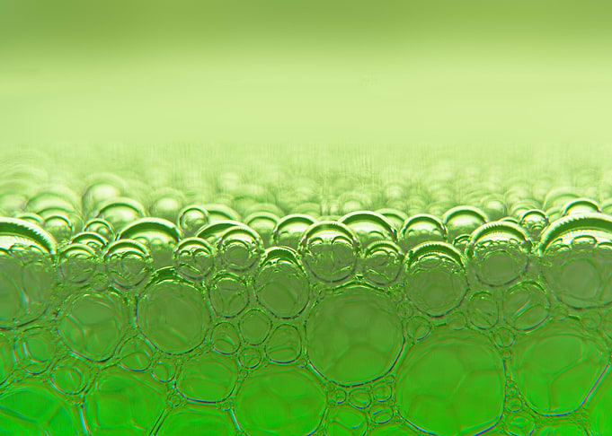 Green macro foam bubble
