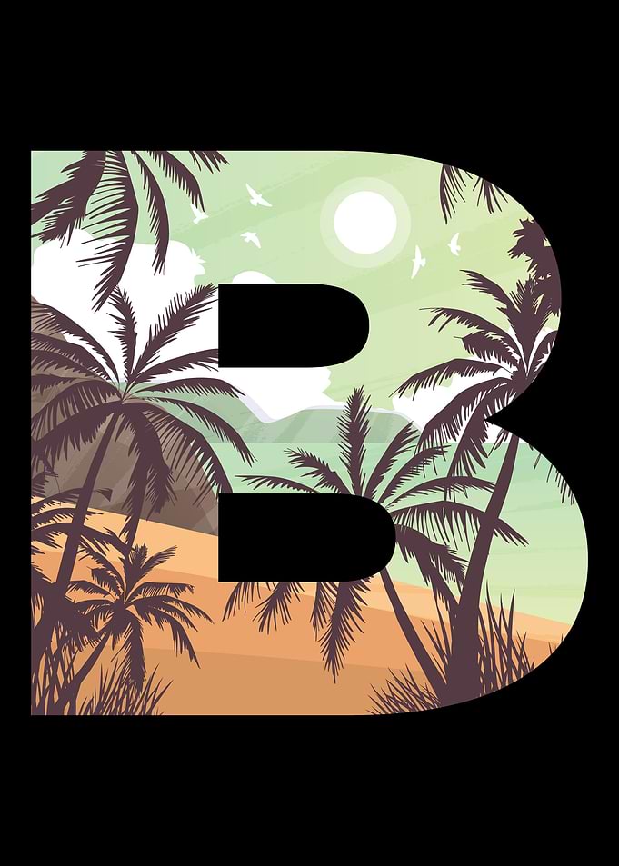 Letter B with a beach