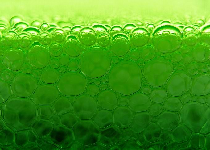 Green macro foam bubble