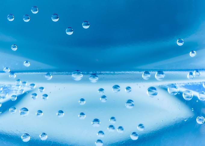 Blue macro water bubble