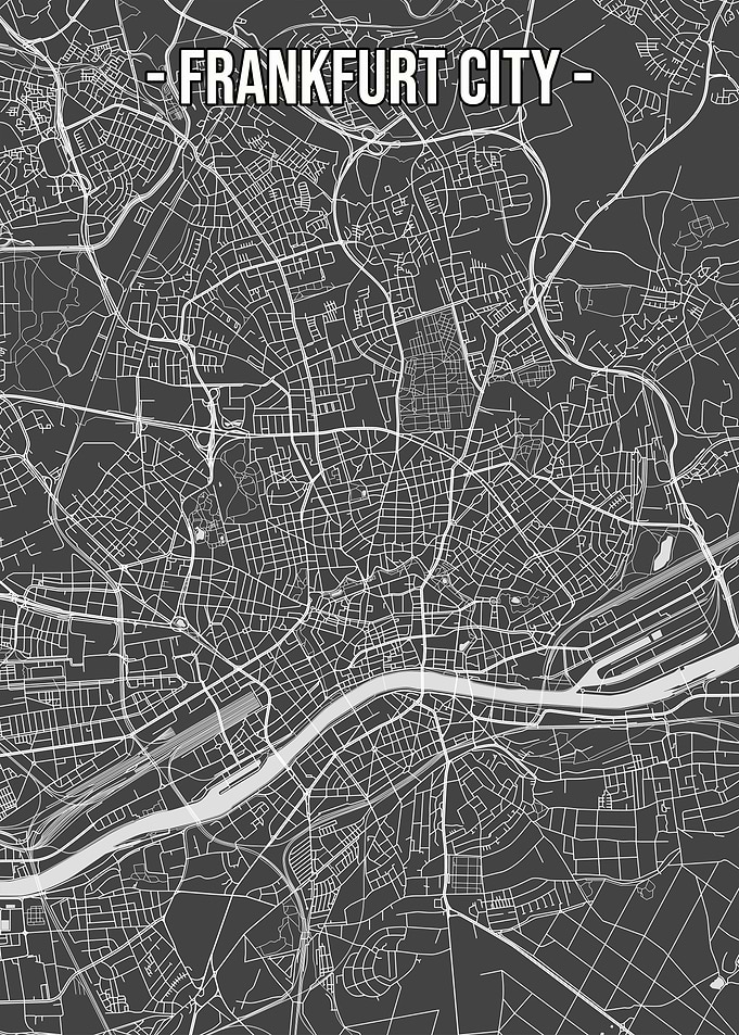 Frankfurt Map Black White