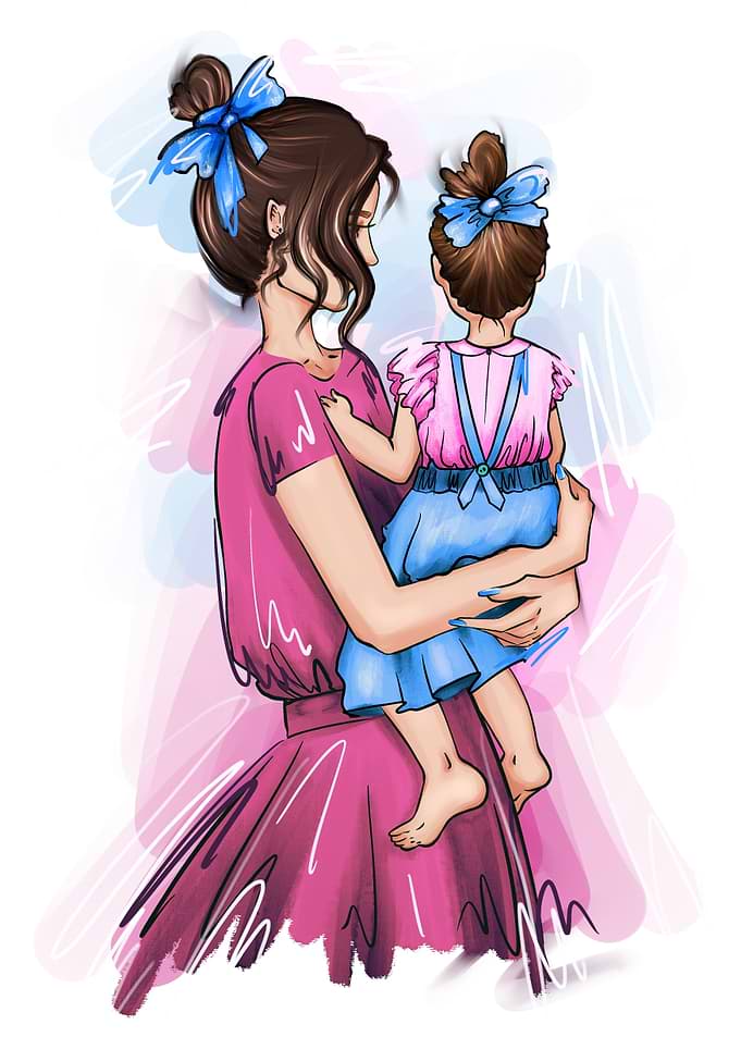 Fashion mom with girl