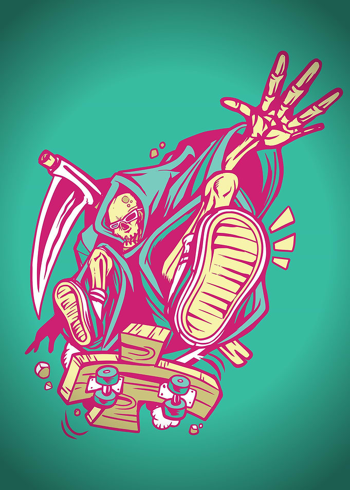 Grim Reaper on Skateboard
