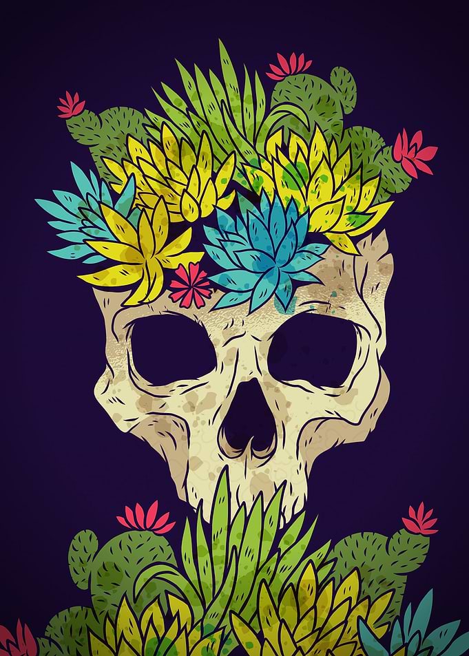 Skull with Flowers