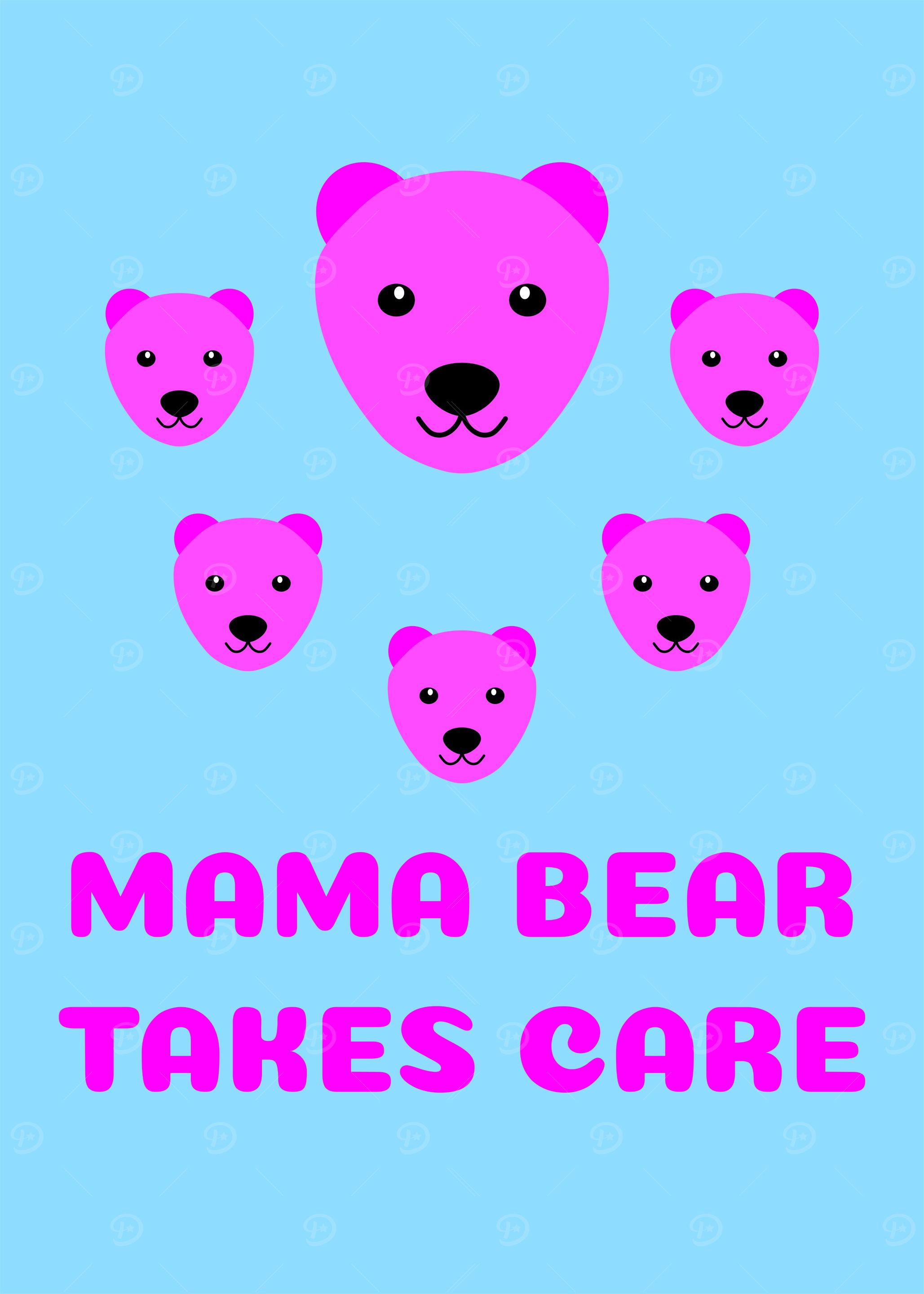 Mama Bear Mom and Babies