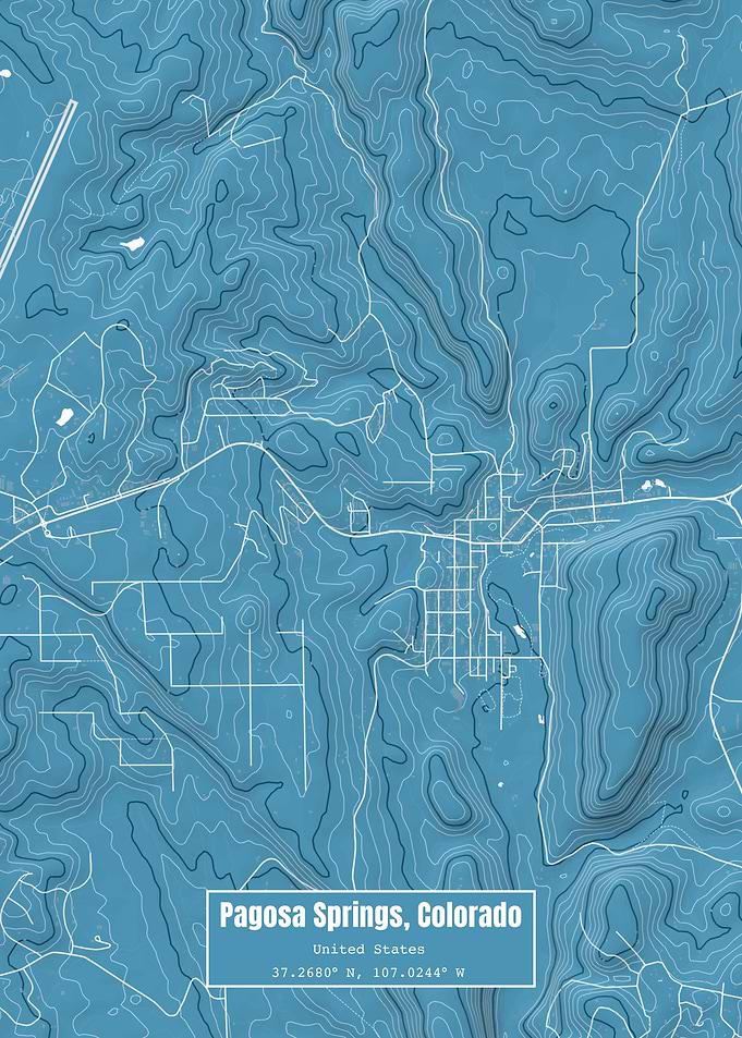 Pagosa Springs CO Map Blue