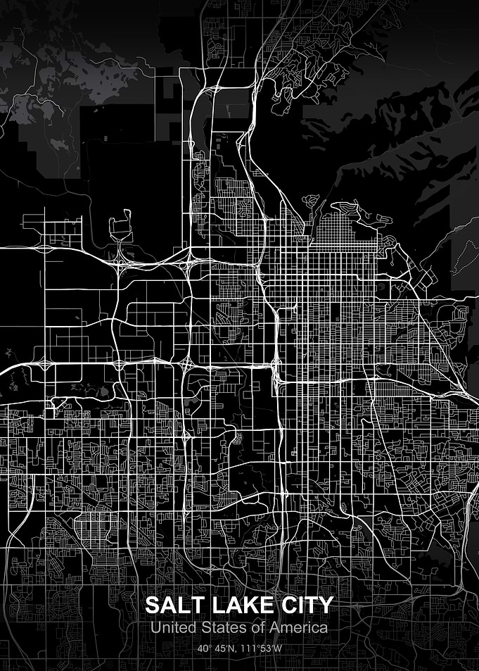 salt lake city map black