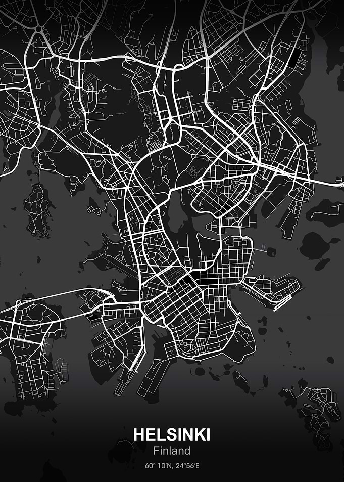 helsinki city map black