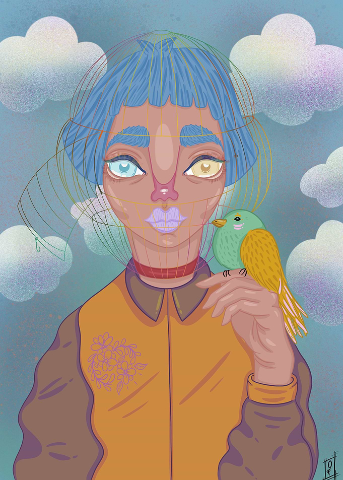 oiseau en cage