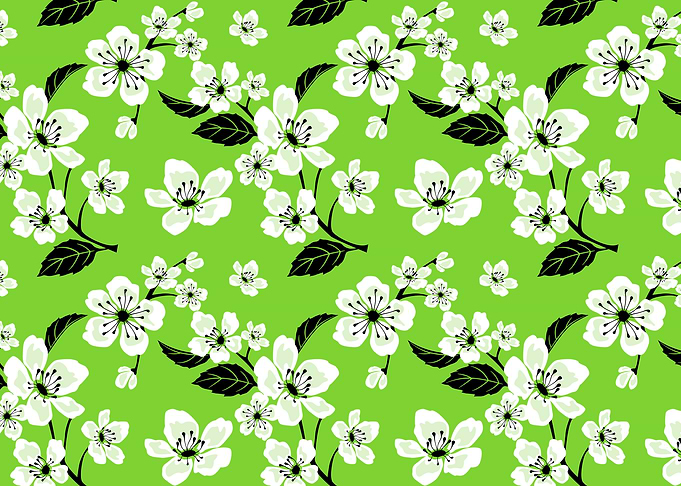 Green White Cherry Blossom
