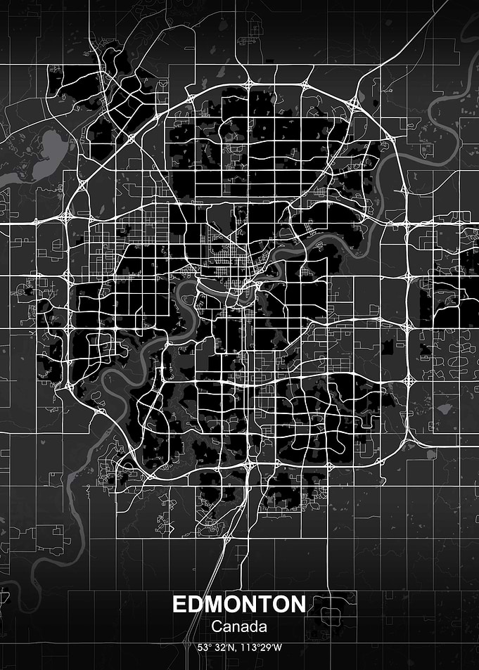 edmonton city map black