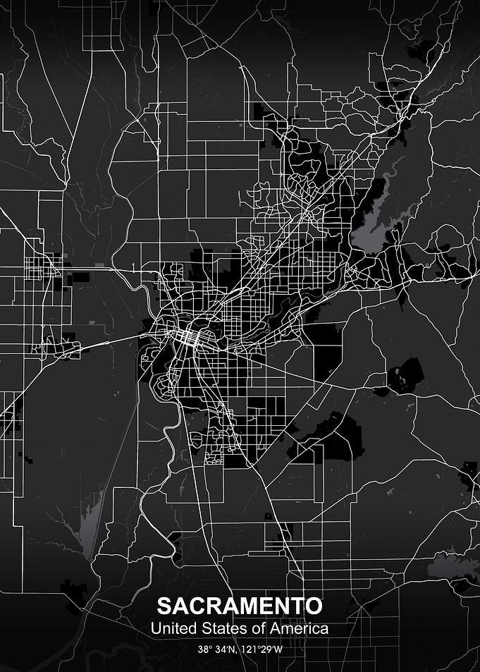 sacramento city map black