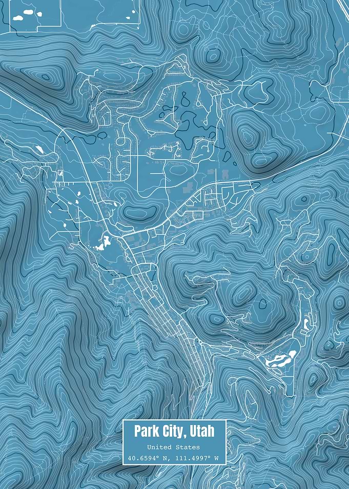 Park City Utah Map Blue