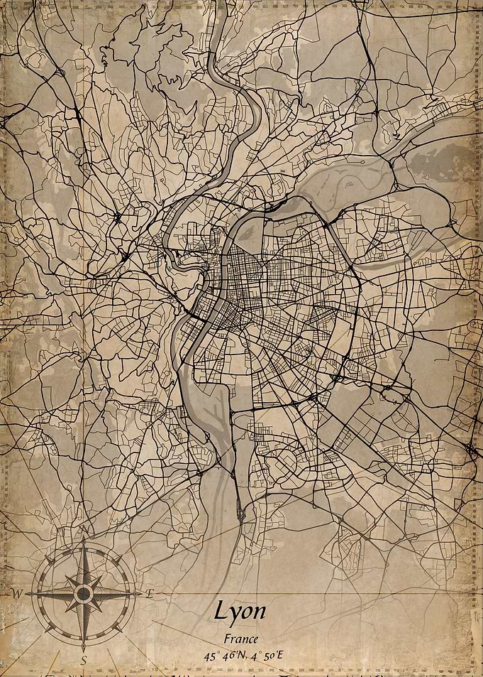 lyon vintage map