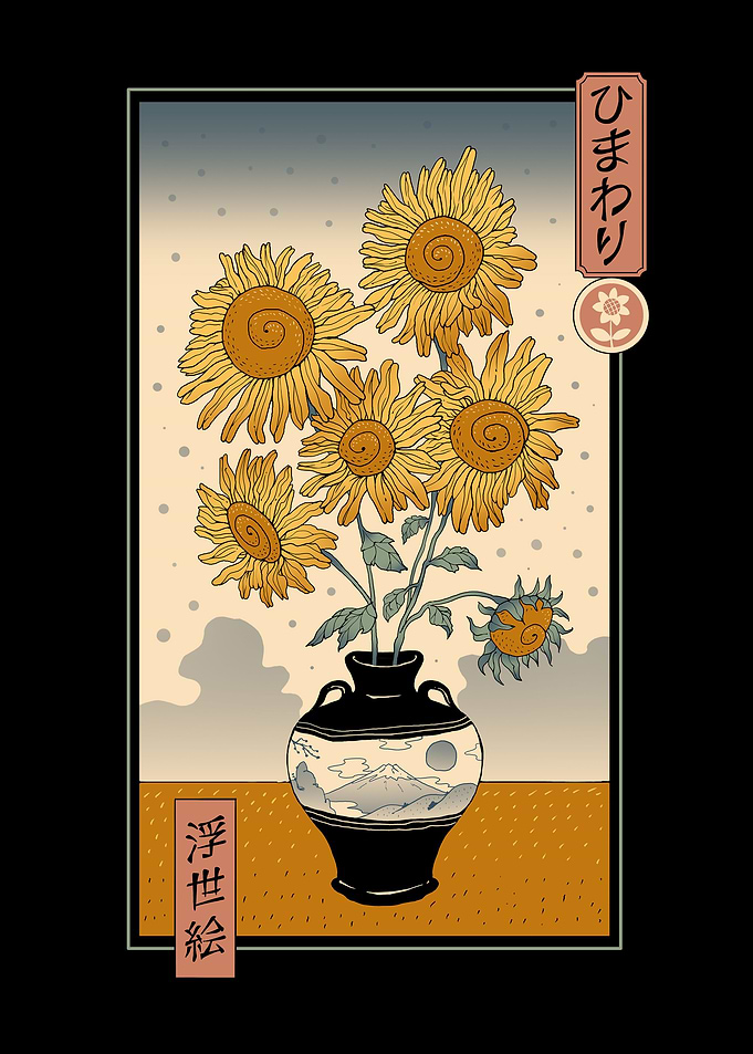 Sunflowers Ukiyoe
