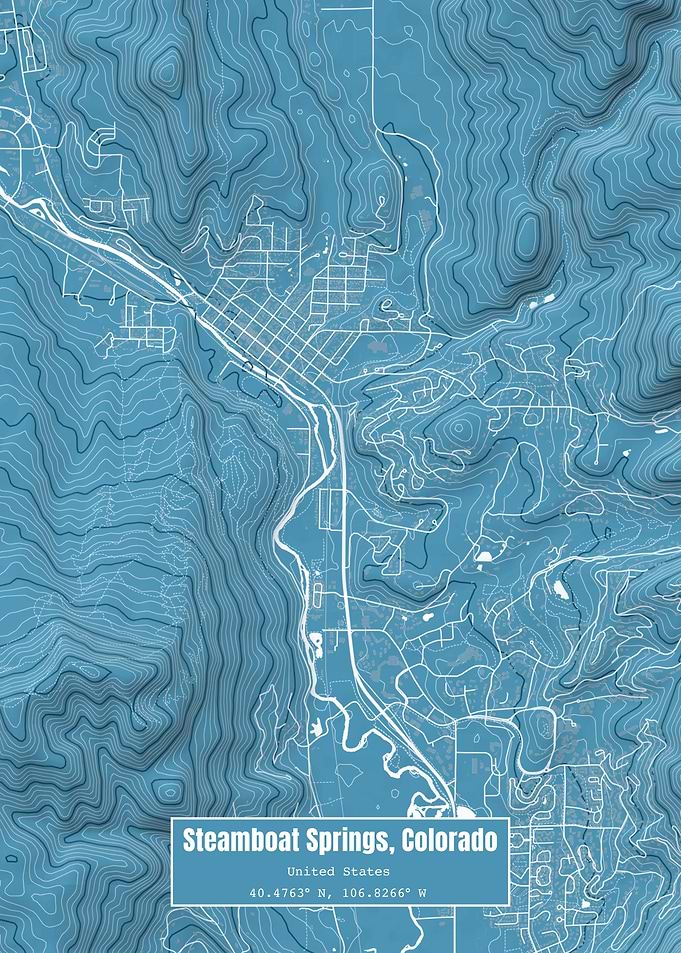 Steamboat Springs Map Blue