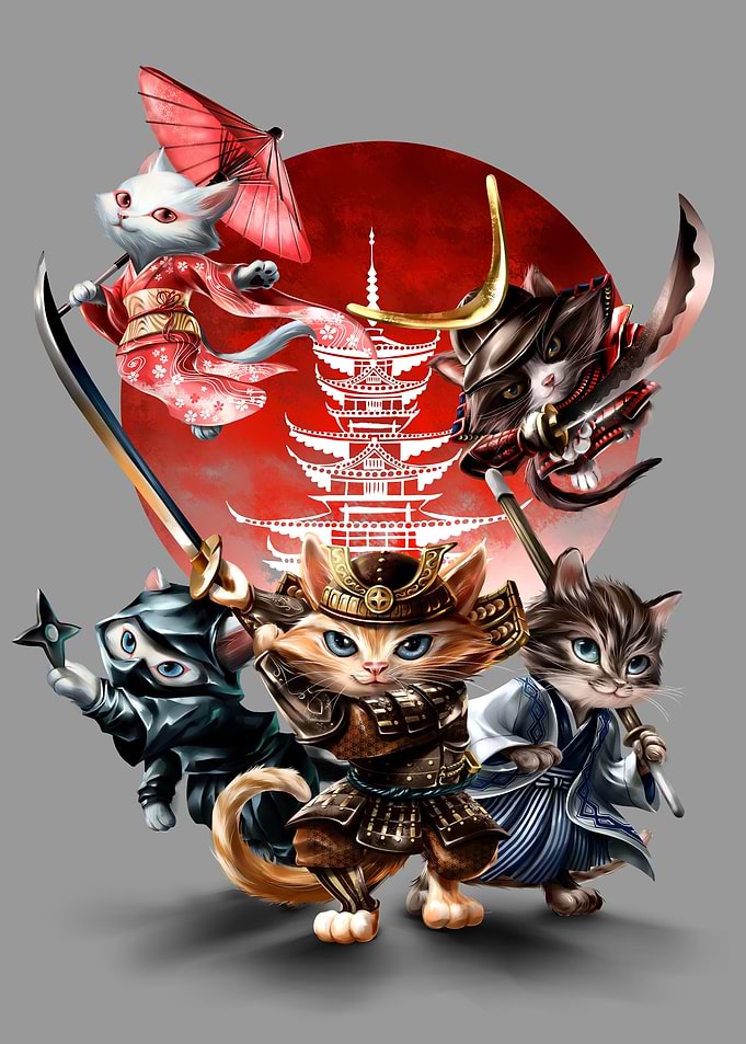 Samurai Shogun Cat Japan