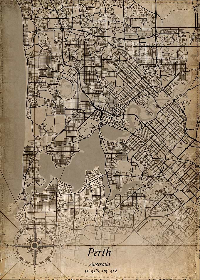 perth vintage map
