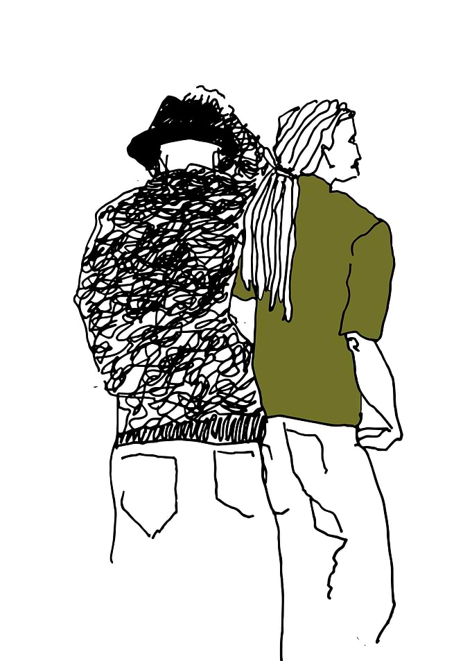 Two friends at airport