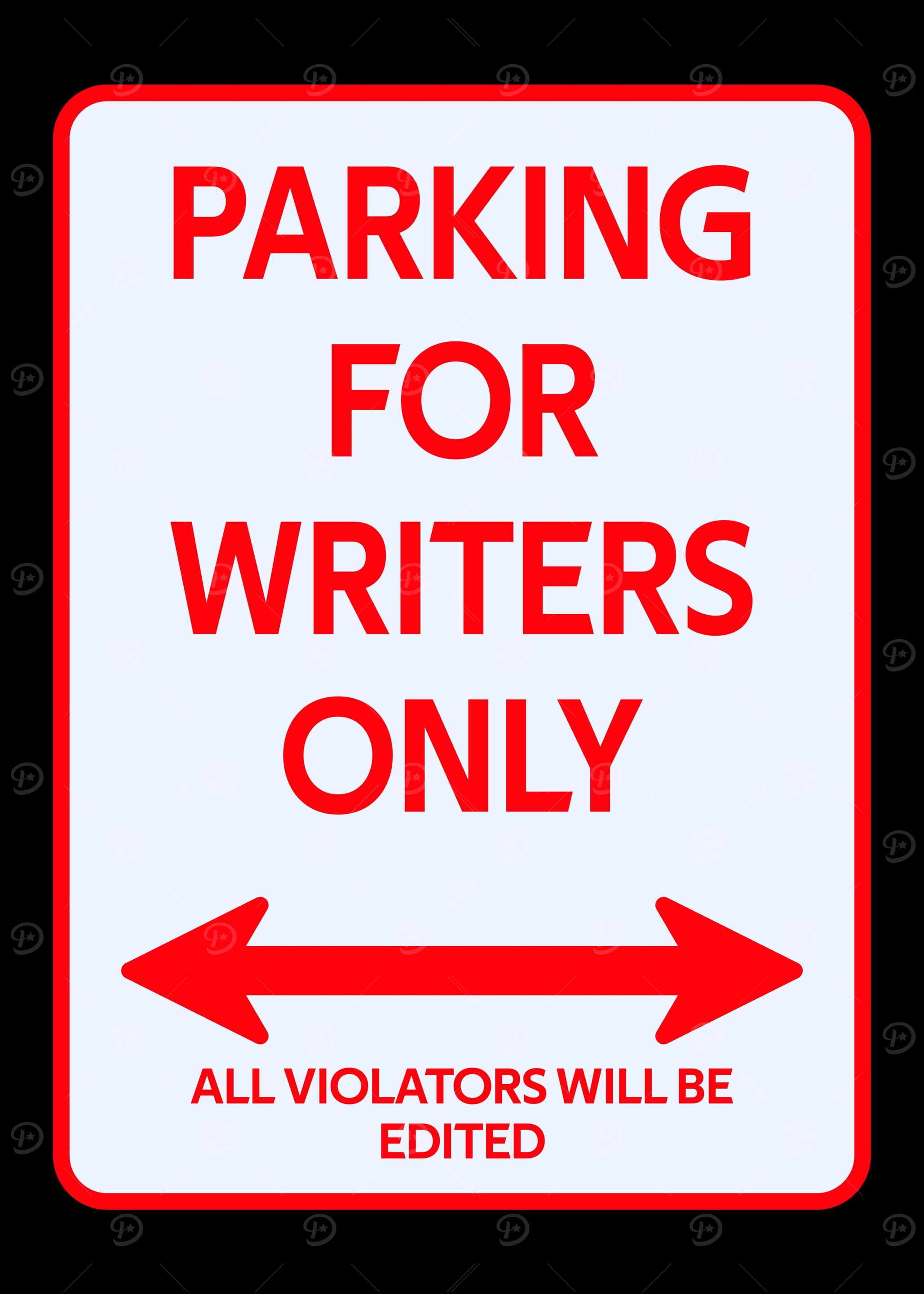Writer Parking sign