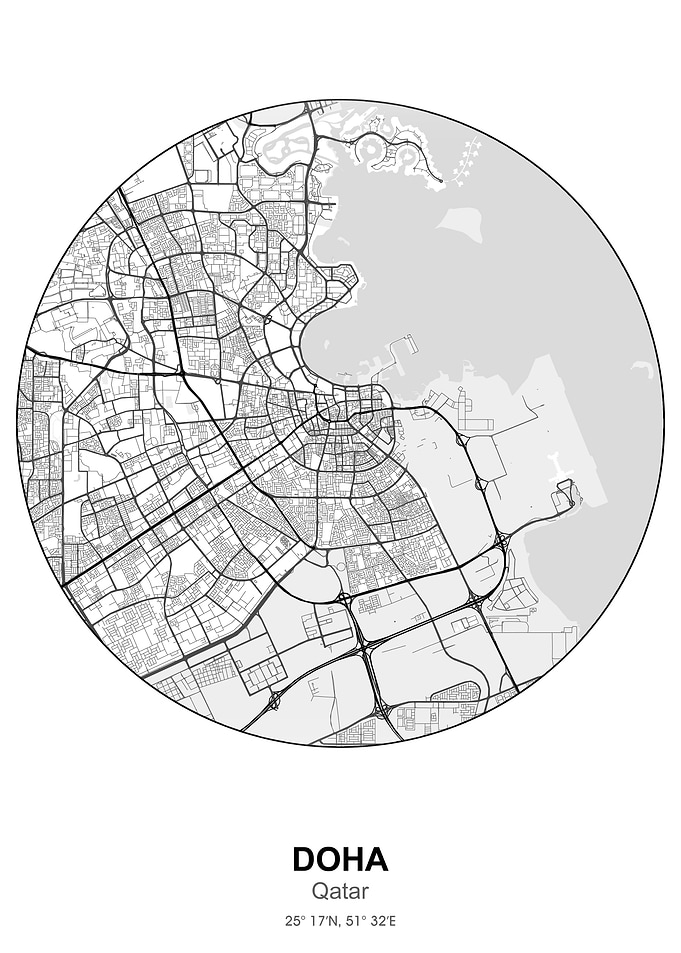 doha qatar circle map