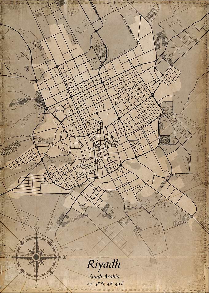 riyadh vintage map