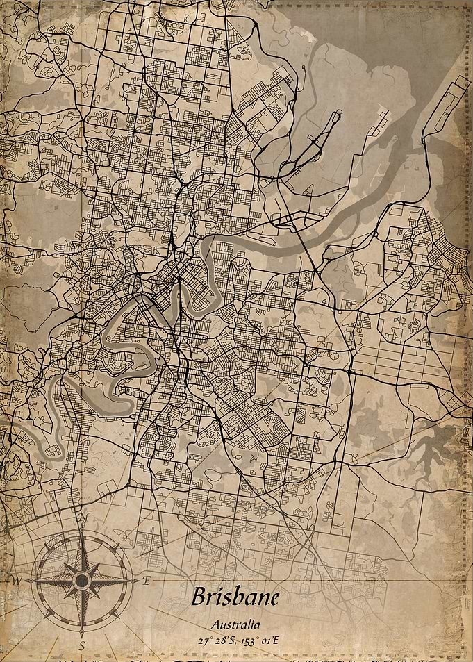 brisbane vintage map