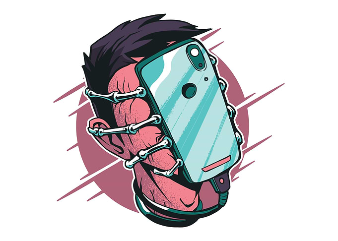 smartphone in the face