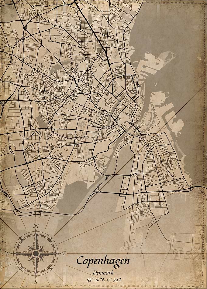 copenhagen vintage map