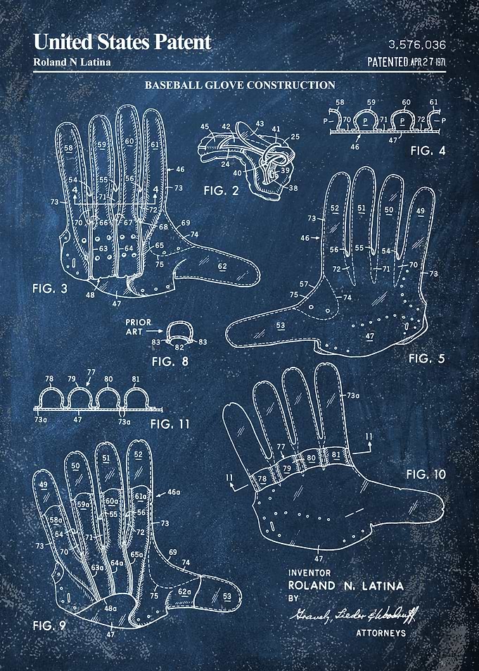 1971 baseball glove patent