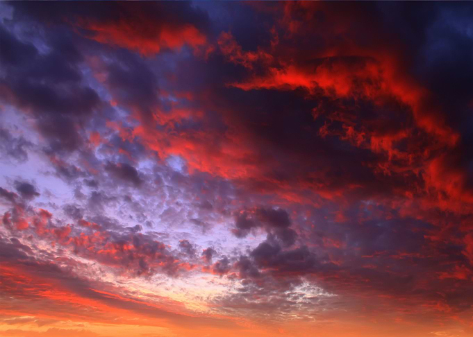 Strong purple clouds