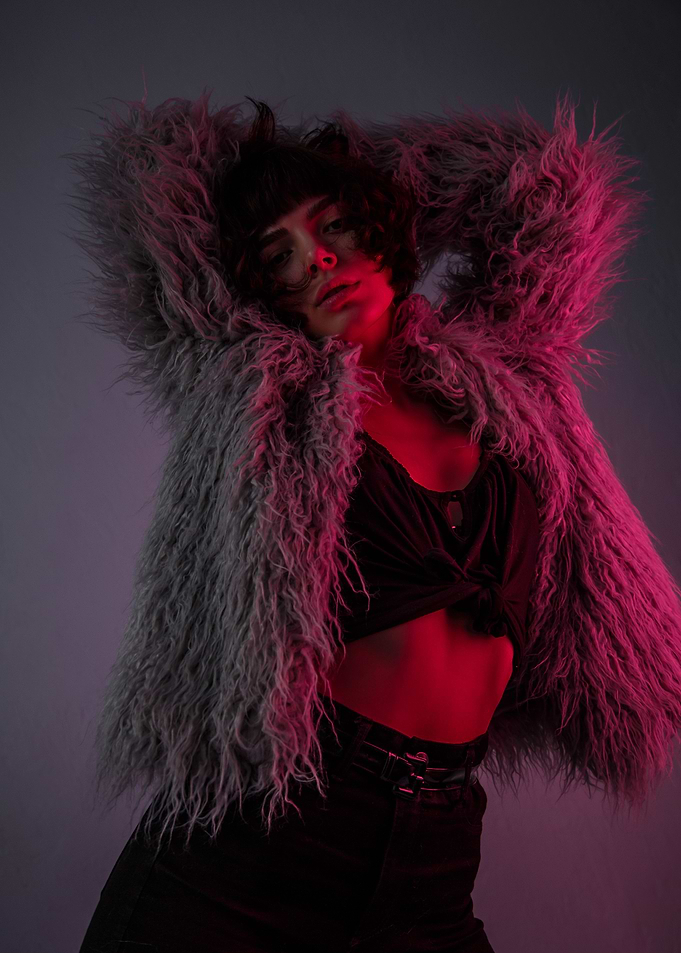 red lights girl portrait