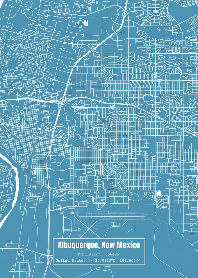 Albuquerque NM Map Blue