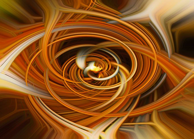 Golden floral twirl art