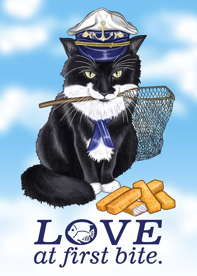Cat loves fish