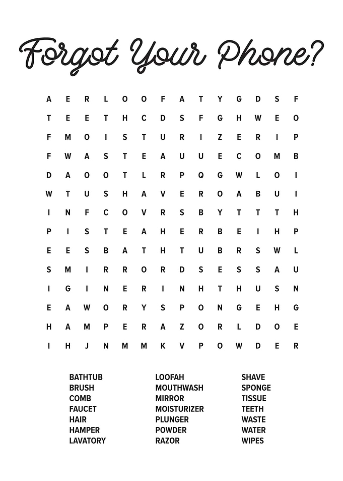 Bathroom Wordsearch