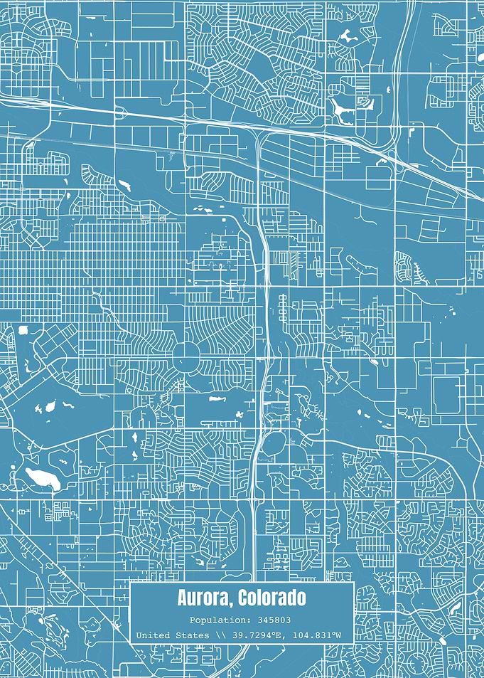 Aurora Colorado Map Blue
