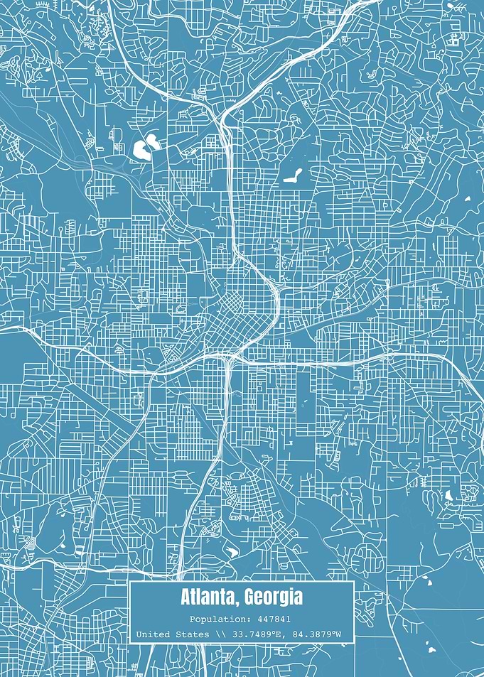 Atlanta GA Topo Map Blue