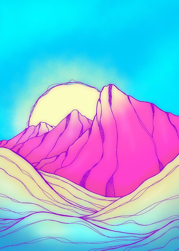 Spring pink seacliffs