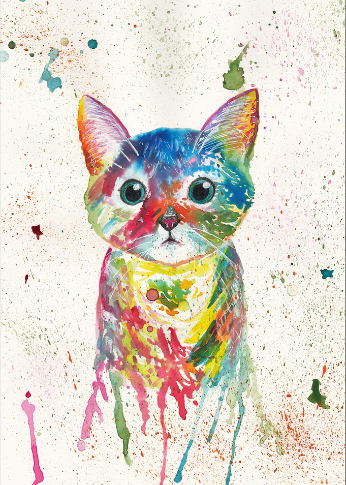 Cute watercolor cat