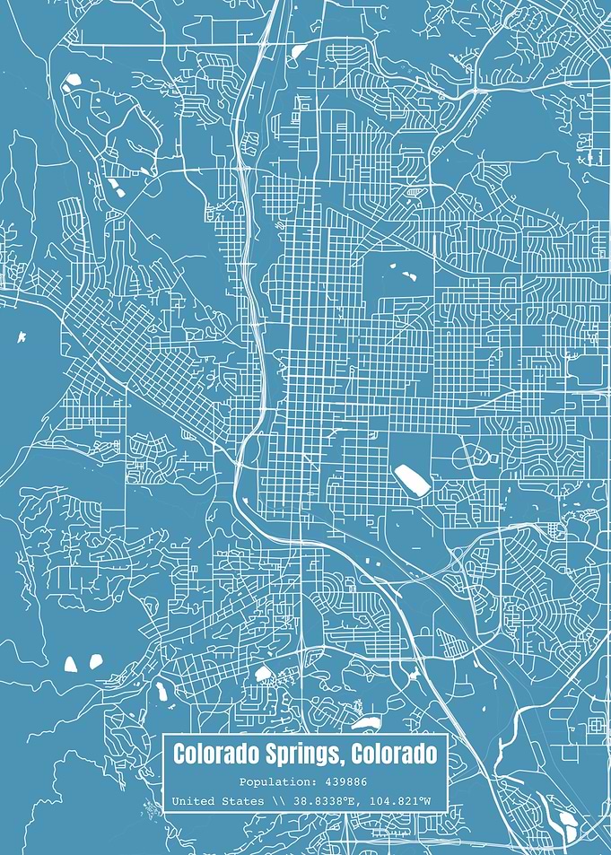 Colorado Springs Map Blue